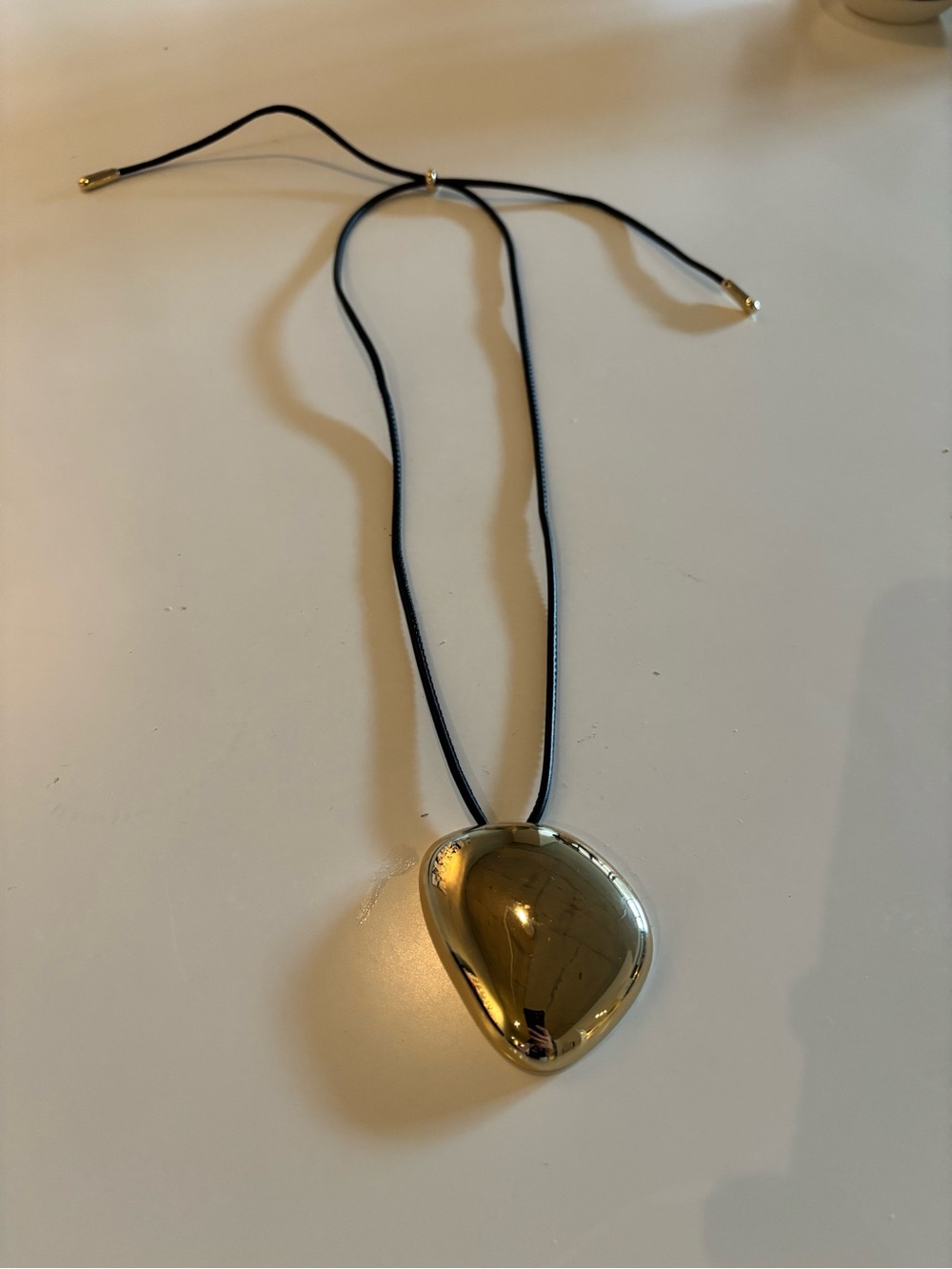 Mango statement gold toned pendant with black leather strap - Picture 4 of 5
